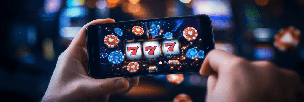 Player enjoying immersive gambling games on a mobile device